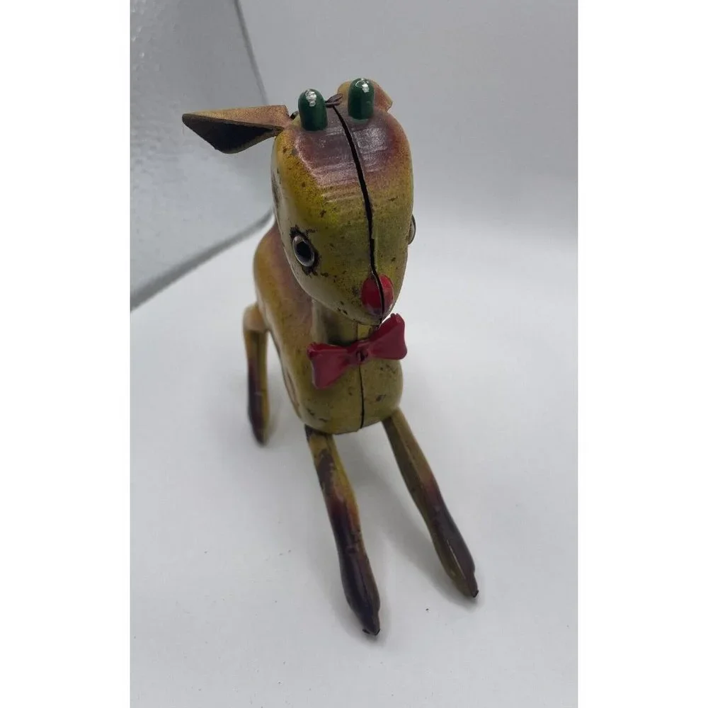 Vintage Wind Up Rudolph The Red Nose Reindeer Tin Toy, Made in Japan, Christmas - Picture 6 of 8